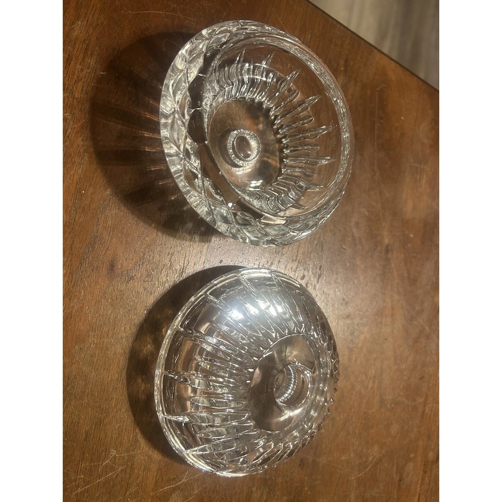 Vintage Set (2) Princess House 24% Lead Crystal 3-Way Candle Holders Pattern 845